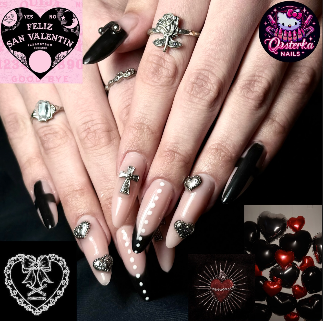 Realizacja Qsterka Nails – gothic valentine